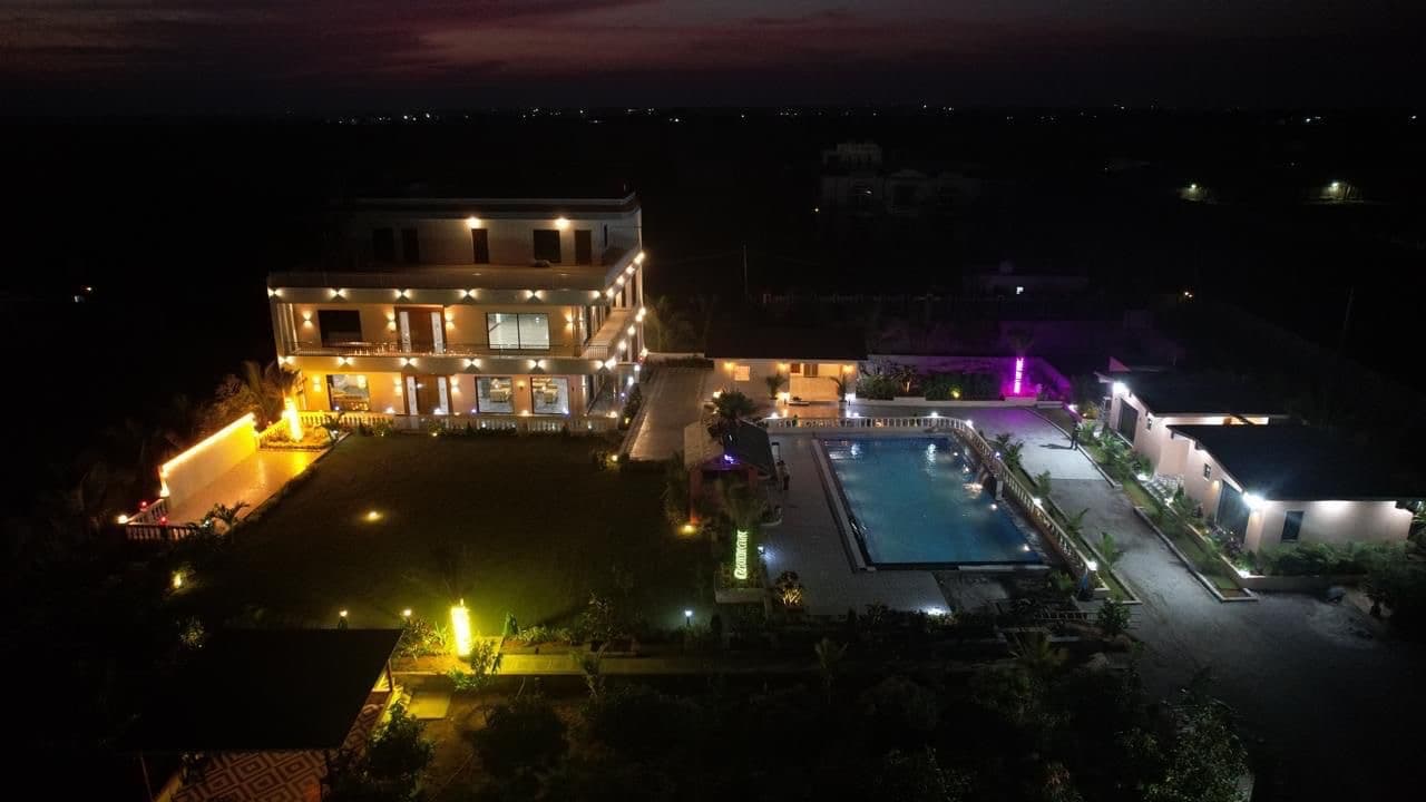 Aerial view of the farmhouse at shiva Gogu pudi Estate, Yethbarpally, Moinabad