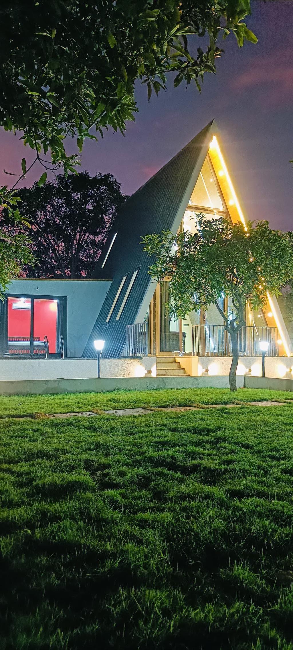 The farmhouse at night at Ujwala-tranquil, Medipally, Moinabad