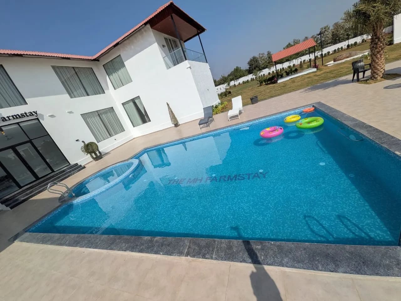 Private swimming pool at H S farmhouse, Aziz Nagar, Moinabad